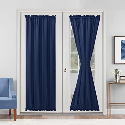 Hiasan Französische Türvorhänge, Privatsphäre, Stangentasche, halbtransparent, Frontvorhang für Türfenster, 1 Paneel (Marineblau, B 61 cm x L 183 cm) von Hiasan