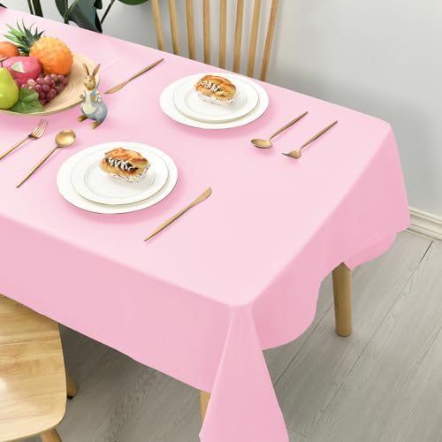 Hiasan Glatt Tischdecke Fleckenabweisend Tischtuch mit Lotuseffekt Leicht Wasserabweisend Tischwäsche, 110x110cm, Rosa von Hiasan