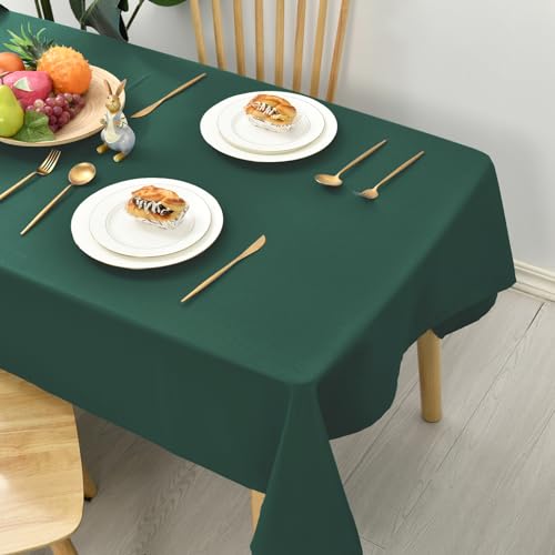 Hiasan Glatt Tischdecke Fleckenabweisend Tischtuch mit Lotuseffekt Leicht Wasserabweisend Tischwäsche, 135x180cm, Grün von Hiasan