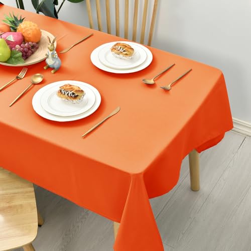 Hiasan Glatt Tischdecke Fleckenabweisend Tischtuch mit Lotuseffekt Leicht Wasserabweisend Tischwäsche, 140x200cm, Orange von Hiasan