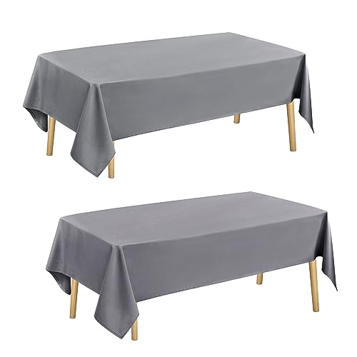 Hiasan Glatt Tischdecke Fleckenabweisend Tischtuch mit Lotuseffekt Leicht Wasserabweisend Tischwäsche, 2 Stück, Grau, 140x200cm von Hiasan