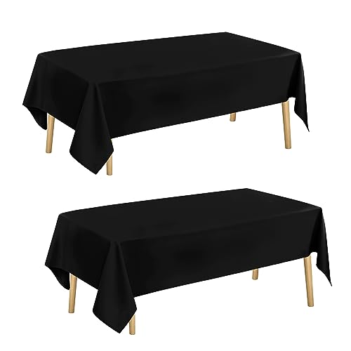 Hiasan Glatt Tischdecke Fleckenabweisend Tischtuch mit Lotuseffekt Leicht Wasserabweisend Tischwäsche, 2 Stück, Schwarz, 130x220cm von Hiasan