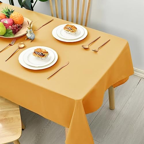 Hiasan Glatt Tischdecke Fleckenabweisend Tischtuch mit Lotuseffekt Leicht Wasserabweisend Tischwäsche, Dunkel Gelb, 130x230cm von Hiasan