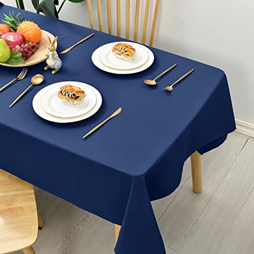 Hiasan Glatt Tischdecke Fleckenabweisend Tischtuch mit Lotuseffekt Leicht Wasserabweisend Tischwäsche, Dunkelblau, 130x130cm von Hiasan