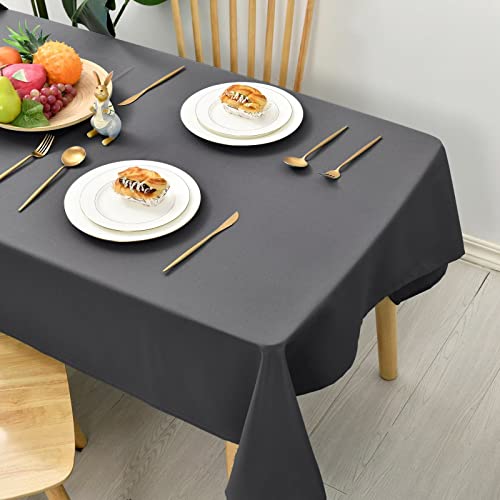 Hiasan Glatt Tischdecke Fleckenabweisend Tischtuch mit Lotuseffekt Leicht Wasserabweisend Tischwäsche, Dunkelgrau, 130x130cm von Hiasan