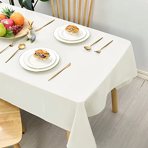 Hiasan Glatt Tischdecke Fleckenabweisend Tischtuch mit Lotuseffekt Leicht Wasserabweisend Tischwäsche, Elfenbein, 140x200cm von Hiasan