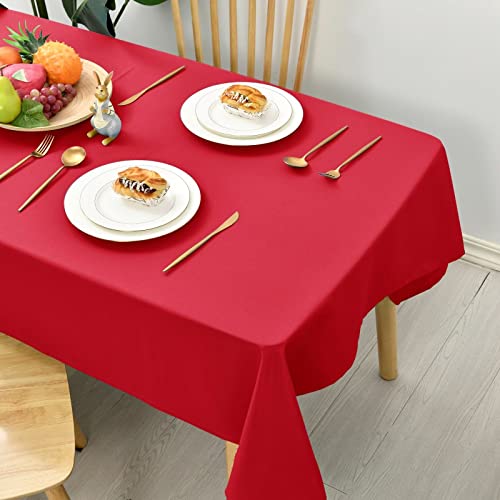 Hiasan Glatt Weihnachten Tischdecke Fleckenabweisend Tischtuch mit Lotuseffekt Leicht Wasserabweisend Tischwäsche, Rot, 140x180cm von Hiasan