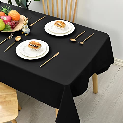 Hiasan Glatt Tischdecke Fleckenabweisend Tischtuch mit Lotuseffekt Leicht Wasserabweisend Tischwäsche, Schwarz, 100x100cm von Hiasan