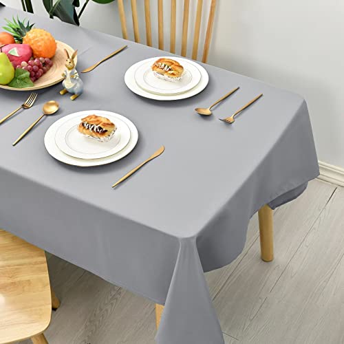 Hiasan Glatt Tischdecke Fleckenabweisend Tischtuch mit Lotuseffekt Leicht Wasserabweisend Tischwäsche, Silbergrau, 130x220cm von Hiasan