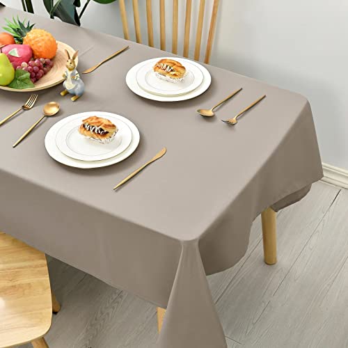 Hiasan Glatt Tischdecke Fleckenabweisend Tischtuch mit Lotuseffekt Leicht Wasserabweisend Tischwäsche, Taupe, 130x160cm von Hiasan