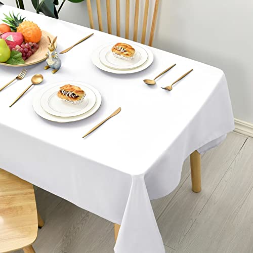 Hiasan Glatt Tischdecke Fleckenabweisend Tischtuch mit Lotuseffekt Leicht Wasserabweisend Tischwäsche, Weiß, 100x100cm von Hiasan