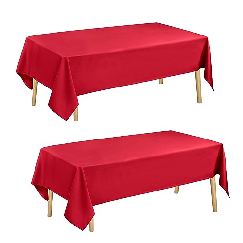 Hiasan Glatt Weihnachten Tischdecke Fleckenabweisend Tischtuch mit Lotuseffekt Leicht Wasserabweisend Tischwäsche, 2 Stück, Rot, 130x220cm von Hiasan