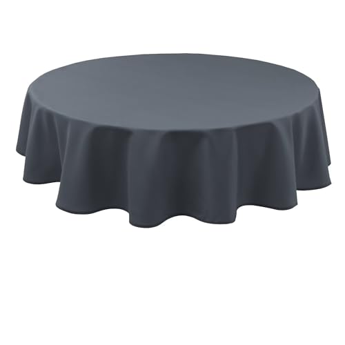 Hiasan Grau Wasserabweisend Tischdecke aus Polyester,Rund140cm,Anti-Falten Tischtuch,geeignet für Küche,Restaurant,Hochzeit von Hiasan