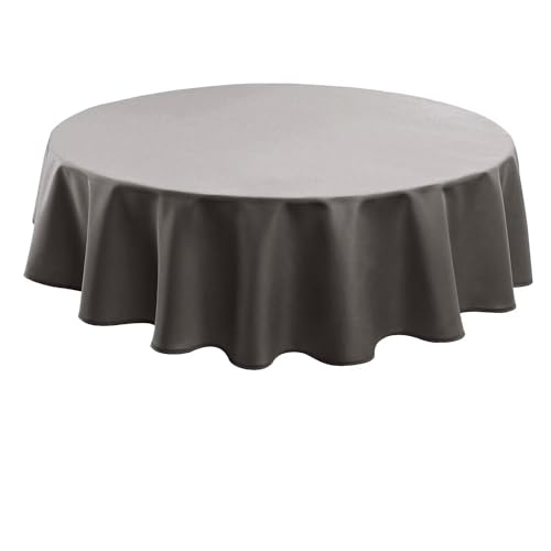 Hiasan Hellgrau Wasserabweisend Tischdecke aus Polyester,Rund120cm,Anti-Falten Tischtuch,geeignet für Küche,Restaurant,Hochzeit von Hiasan
