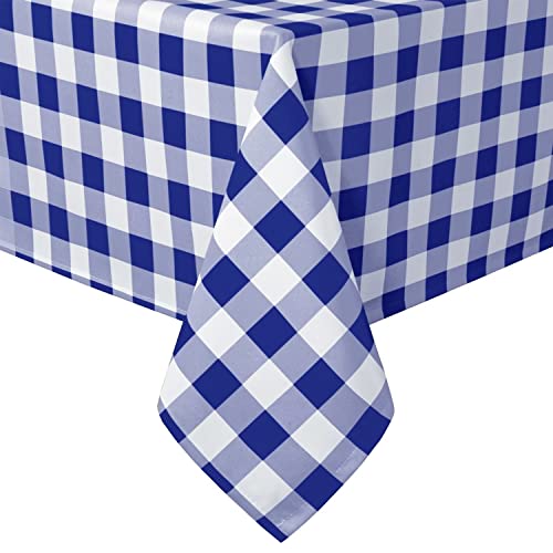 Hiasan Karierte Tischdecke Outdoor wetterfest aus Polyester, abwaschbar schmutzabweisend wasserabweisend knitterfrei Tischtuch für bierzeltgarnitur Esszimmer Party Garten, 140x180cm Blau und Weiß von Hiasan