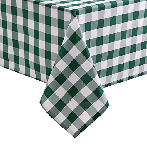 Hiasan Karierte Tischdecke Outdoor wetterfest aus Polyester, abwaschbar schmutzabweisend wasserabweisend knitterfrei Tischtuch für bierzeltgarnitur Esszimmer Party Garten, 140x180cm Grün und Weiß von Hiasan