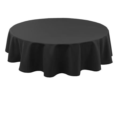 Hiasan Schwarz Wasserabweisend Tischdecke aus Polyester,Rund120cm,Anti-Falten Tischtuch,geeignet für Küche,Restaurant,Hochzeit von Hiasan