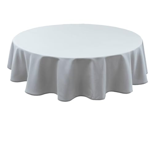 Hiasan Silver grau Wasserabweisend Tischdecke aus Polyester,Rund180cm,Anti-Falten Tischtuch,geeignet für Küche,Restaurant,Hochzeit von Hiasan