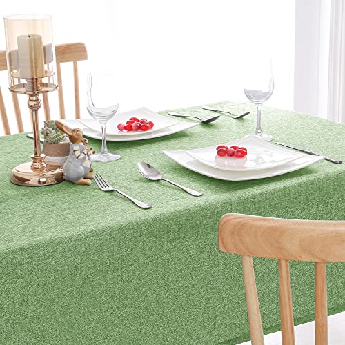 Hiasan Tischdecke Leinenoptik Eckig Tischtuch Wasserabweisend Tischwäsche, 1 Stück, 135 x 160 cm, Grün von Hiasan