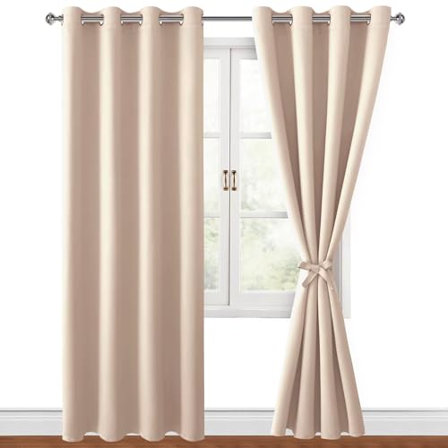 Hiasan Verdunklungsvorhänge Gardinen mit Ösen,Beige Blickdicht Vorhänge,2 Stück,140 x 245 cm (Breite x Höhe),weiche Schiebevorhänge für Schlafzimmer,Wohnzimmer usw. von Hiasan