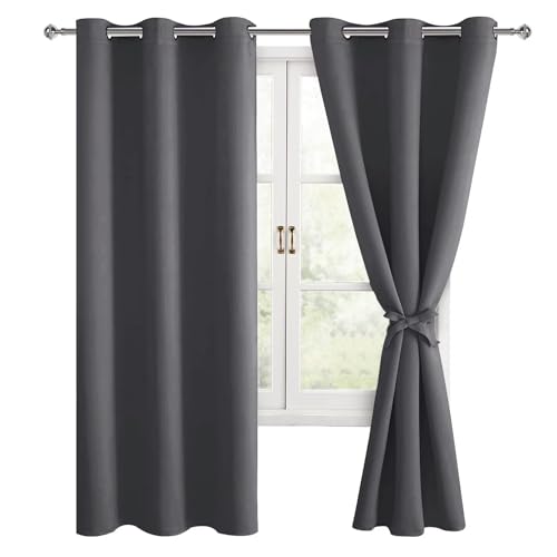 Hiasan Verdunklungsvorhänge Gardinen mit Ösen,Dunkelgrau Blickdicht Vorhänge,2 Stück,106 x 160 cm (Breite x Höhe),weiche Schiebevorhänge für Schlafzimmer,Wohnzimmer usw. von Hiasan