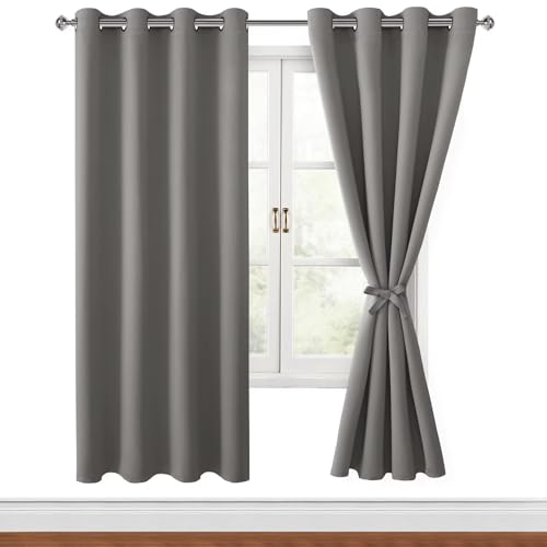 Hiasan Verdunklungsvorhänge Gardinen mit Ösen,Grau Blickdicht Vorhänge,2 Stück,140 x 200 cm (Breite x Höhe),weiche Schiebevorhänge für Schlafzimmer,Wohnzimmer usw. von Hiasan