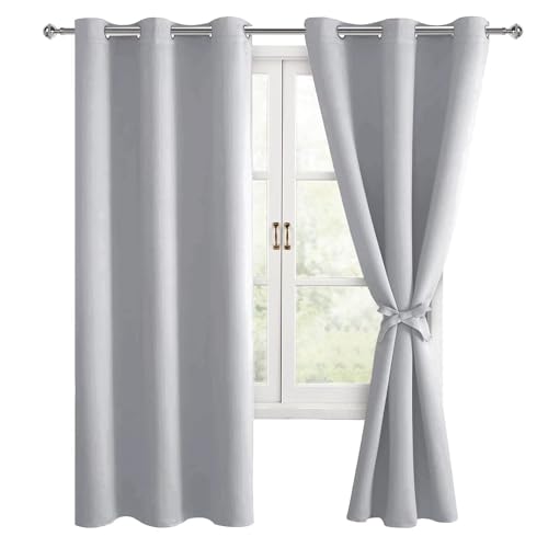 Hiasan Verdunklungsvorhänge Gardinen mit Ösen,Silver grau Blickdicht Vorhänge,2 Stück,117 x 137 cm (Breite x Höhe),weiche Schiebevorhänge für Schlafzimmer,Wohnzimmer usw. von Hiasan