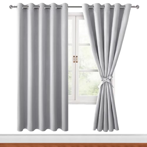 Hiasan Verdunklungsvorhänge Gardinen mit Ösen,Silver grau Blickdicht Vorhänge,2 Stück,167 x 183 cm (Breite x Höhe),weiche Schiebevorhänge für Schlafzimmer,Wohnzimmer usw. von Hiasan