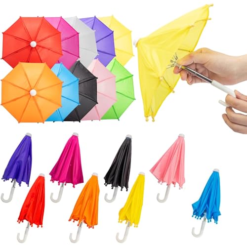Hiawbon Miniatur-Regenschirme im Maßstab 1:6, verstellbar, bunt, sonnig, regnerisch, für 45,7 cm große Personen, Dekoration, 10 Stück von Hiawbon