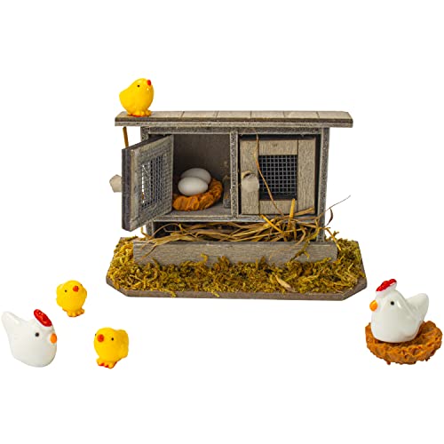 Miniatur-Hühnerstall im Retro-Stil, aus Holz, für die Familie, Huhn, Huhn, Ei, Hühnernest, Ornament, Mikro-Landschaft, Feengarten-Dekoration Miniatur-Hühnerstall im Retro-Stil, aus Holz, für die Familie, Huhn, Huhn, Ei, Hühnernest, Ornament, Mikro-Landschaft, Feengarten-Dekoration von Hiawbon