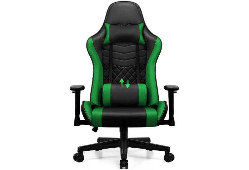 Hiazurm Gaming-Stuhl Ergonomischer Gaming Stuhl mit Gepolstertem Sitz (Verstellbare Kopfstütze, Lendenstütze und Armlehnen, Bürostuhl für Gamer mit Wippfunktion), Belastbarkeit bis 150 kg, Komfort fürs Büro und Zuhause von Hiazurm