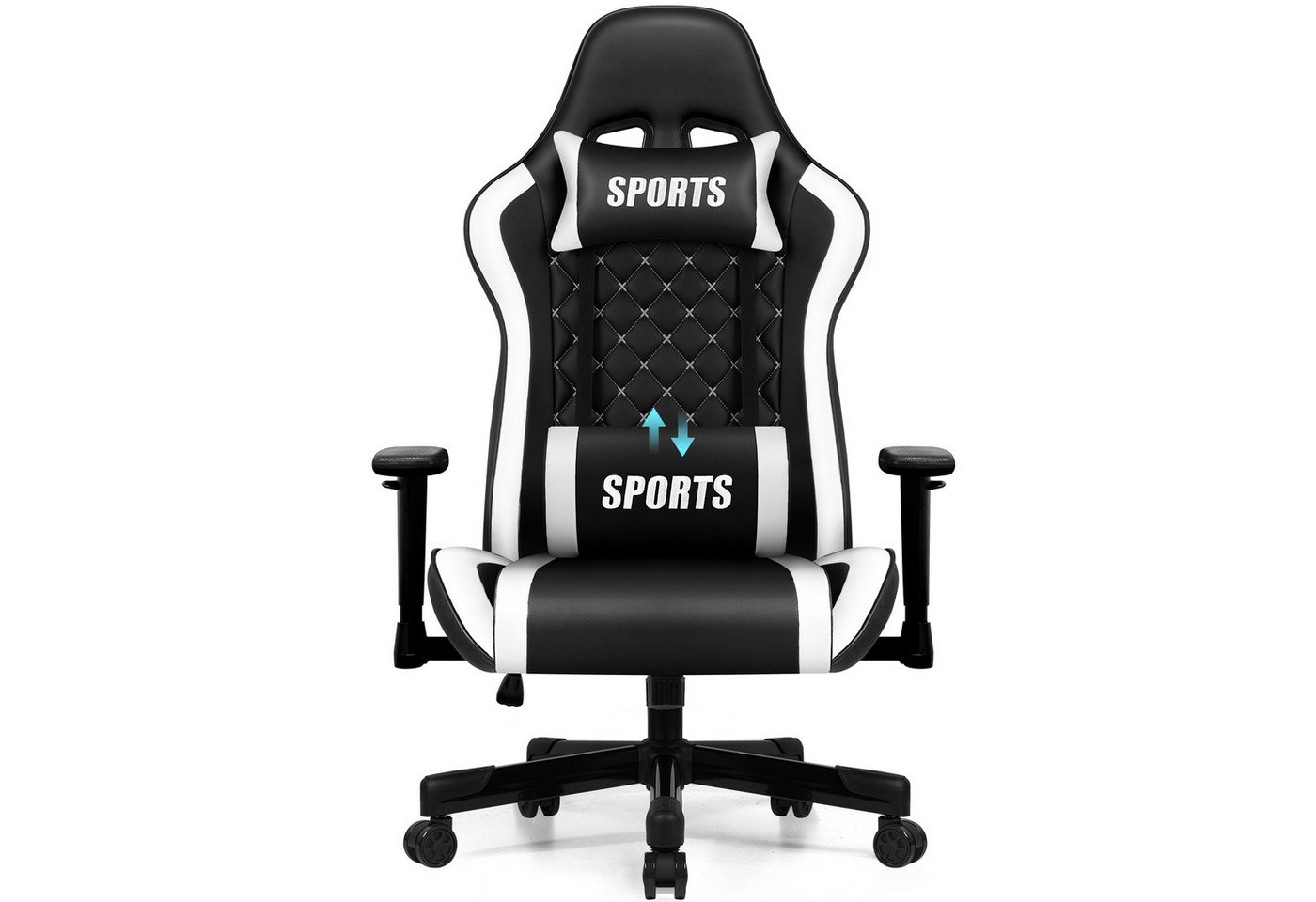 Hiazurm Gaming-Stuhl Gaming Stuhl, Bürostuhl Ergonomisch Wippfunktion bis zu 170° (Kopfkissen und Armlehnen, Gaming Chair Gepolstert mit Verstellbare Lendenkissen), Gamer Stuhl 150kg Belastbarkeit von Hiazurm