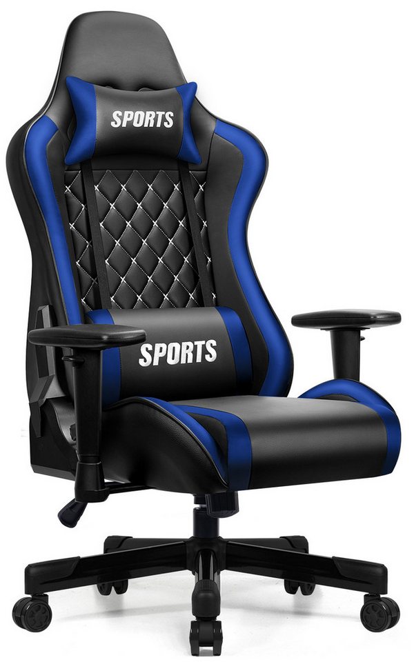 Hiazurm Gaming-Stuhl Gaming Stuhl, Bürostuhl Ergonomisch, Gaming Chair (Ergonomischer Gamer Stuhl mit Wippfunktion, bis 150 kg Belastbarkeit), Gaming Stuhl Bürostuhl mit Verstellbare Armlehnen, Kopfstütze von Hiazurm