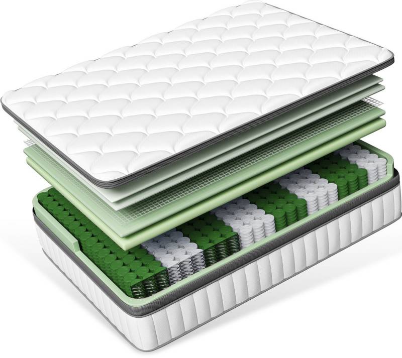 Taschenfederkernmatratze Matratze, 7-Zonen Federkernmatratze Matratzen,mit Spannbettlaken, Hiazurm, 25 cm hoch, (EU-Qualitätszertifizierung, Atmungsaktiv, Orthopädisch), Matratze 90x200 cm oder 140x200 cm, für Kinder und Erwachsen von Hiazurm