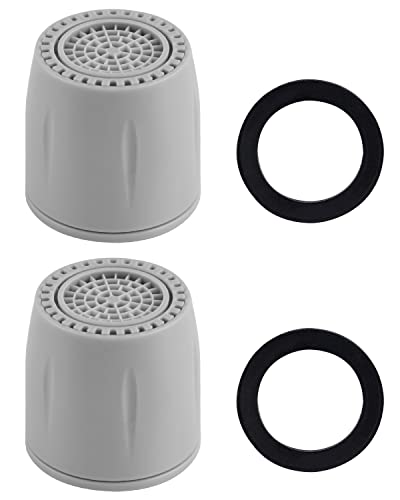 2 Stück Zweifachfunktions-Belüfter für Küchenspüle, einfacher Wechsel von weichem Luftstrom zu starkem Sprühnebel für verschiedene Waschgänge durch einen Dreh, 22mm Innengewinde -Kunststoff-Grau von Hibbent