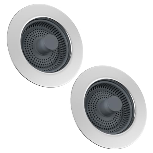 Hibbent 2 Stück stöpsel für spülbecken, 3-in-1 Küchen Spülbecken Stöpsel, Universal abflusssieb küchenspüle, abflussstopfen küchenspüle -Tiefe der Spüle>22mm von Hibbent
