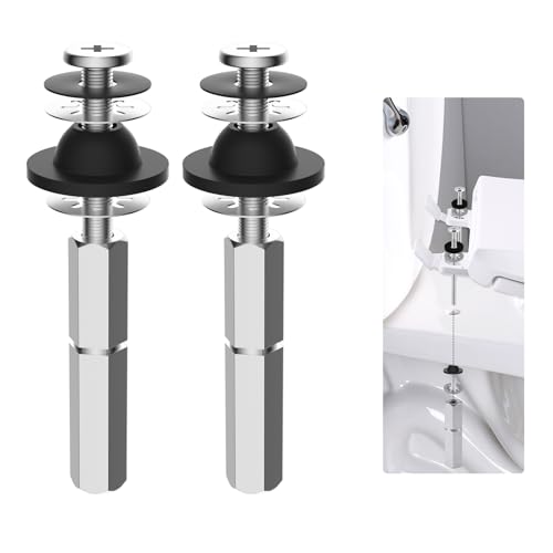 Hibbent 2-teiliges Universal-WC-Sitzschrauben-Set, robuste Edelstahl-WC-Schrauben mit extra langen Downlock-Muttern, Gummi-Unterlegscheiben, einfach zu installieren – Badezimmer-WC-Reparaturschraube Hibbent 2-teiliges Universal-WC-Sitzschrauben-Set, robuste Edelstahl-WC-Schrauben mit extra langen Downlock-Muttern, Gummi-Unterlegscheiben, einfach zu installieren – Badezimmer-WC-Reparaturschraube von Hibbent