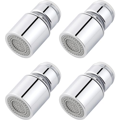 Hibbent 4 Stück Wasserhahn Aufsatz, 360-Grad-drehbarer wasserhahn aufsatz schwenkbar mit 2 Strahlarten und Wassersparfunktion, wasserhähne für Küchen- und Badarmaturen, 24mm Außengewinde von Hibbent