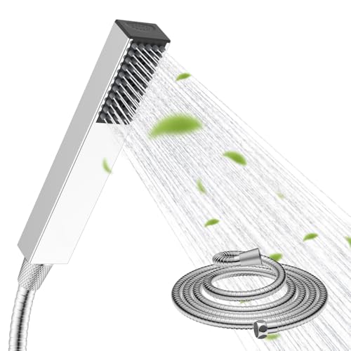 Hibbent 4 Strahlarten verstellbare Handbrause mit 1,5m Edelstahl-Schlauch, Hoher Druck, Handbrause Wassersparend Duschbrause für Niedrigen Wasserdruck, einfache Installation-G 1/2,Chrom Hibbent 4 Strahlarten verstellbare Handbrause mit 1,5m Edelstahl-Schlauch, Hoher Druck, Handbrause Wassersparend Duschbrause für Niedrigen Wasserdruck, einfache Installation-G 1/2,Chrom von Hibbent