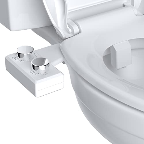 Hibbent Bidet-Aufsatz für Toilette, nicht elektrische Doppeldüse für Front- und Heckwäsche, einstellbare Wasserdruckkontrolle, Frischwasser-Bidet-Toilettensitz, selbstreinigender Wassersprüher, von Hibbent