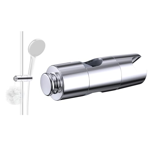 Hibbent Duschkopfhalter Ersatz - Universal einstellbare Handbrause Halter mit 1 Haken, Passt zu Duschköpfen (19–23,5 mm) und Duschschienen (18–25 mm), ABS Dusche Halter, Chrom von Hibbent