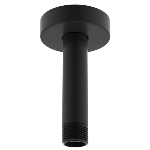 Hibbent Ganzmetall Deckenmontierter Duscharm, 6 Zoll Duschkopf Verlängerungsarm mit Flansch für festen Hochdruck-Regenduschkopf, Edelstahl Duschkopf Extender, Mattschwarz von Hibbent