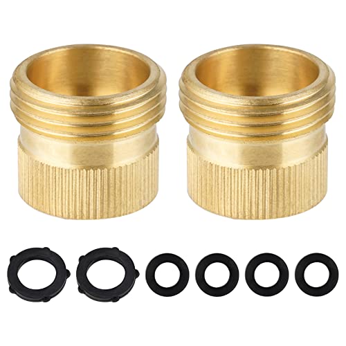 Hibbent Messing-Innengewinde-Hahnanschluss, Sprinklerschlauch-Adapter für 3/4 Zoll Außengewinde-Gartenschlauch x 1/2 Zoll Innengewinde, Doppel-Männchen- und Innengewinde-Messinganschluss, 2er-Pack von Hibbent