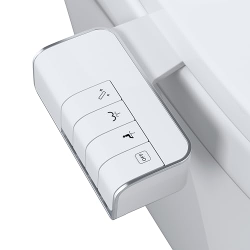 Hibbent Push-Button Bidet Toilettensitzaufsatz mit Nicht-elektrischer Doppeldüse, Einstellbarer Wasserdruck, Kaltwasser-Bidetaufsatz für Toilette EU, Einfache Installation zu Hause,Selbstreinigend von Hibbent