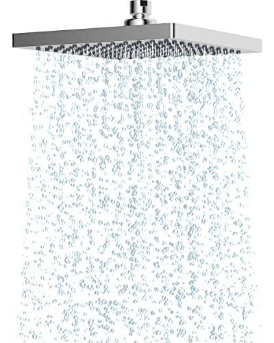 Hibbent Regenbrause Duschkopf(200 * 200MM),Edelstahl Regenduschkopf,Eckig Einbauduschköpfe,Sparduschkopf regendusche, Schwenkbarer Strahlwinkel, üppiges Duscherlebnis, Einfache Installation, Chrom von Hibbent