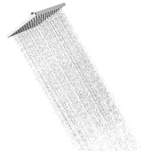 Hibbent Regenbrause Duschkopf(300 * 300MM),Edelstahl Regenduschkopf,Eckig Einbauduschköpfe,Sparduschkopf regendusche, Schwenkbarer Strahlwinkel, üppiges Duscherlebnis, Einfache Installation, Chrom von Hibbent