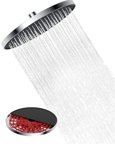 Hibbent Selbstreinigende regendusche duschkopf, Fester duschkopf regendusche 10 Zoll, Runder Regenduschkopf mit Reinigungsvorrichtung, Chrom von Hibbent