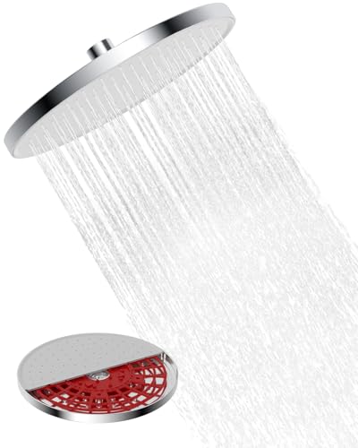 Hibbent Selbstreinigende regendusche duschkopf, Fester duschkopf regendusche 10 Zoll, Runder Regenduschkopf mit Reinigungsvorrichtung, Weiß von Hibbent