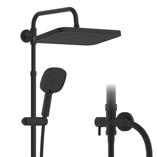Hibbent Selbstreinigendes Regenbrause-Set mit Edelstahl-Duschstange,Matt Schwarz Hibbent Selbstreinigendes Regenbrause-Set mit Edelstahl-Duschstange,Matt Schwarz von Hibbent