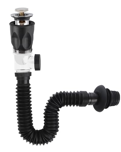 Hibbent Siphon Waschbecken Kit, Waschbecken Ablaufgarnitur mit Flexibler Ablaufschlauch, Abfluss Waschbecken Set für Badezimmer Küchenspüle, Geruchsdicht und Auslaufsicher -Chrome von Hibbent